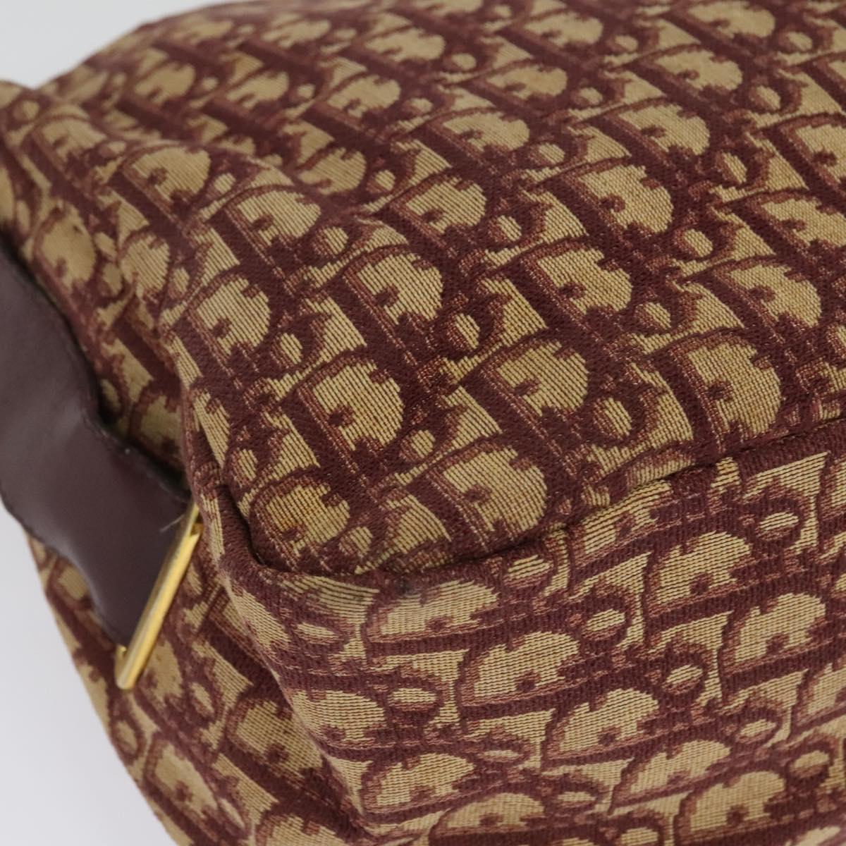 Christian Dior Trotter Canvas Shoulder Bag Red Gold Auth 135614