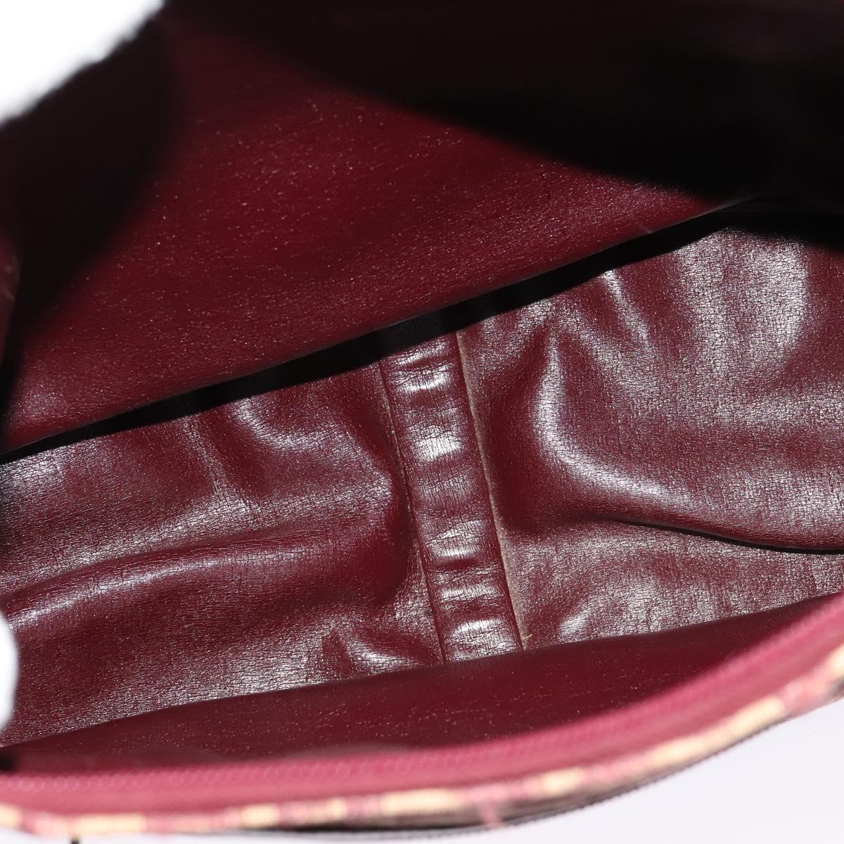 Christian Dior Trotter Canvas Shoulder Bag Red Gold Auth 135614