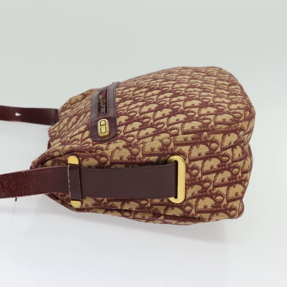 Christian Dior Trotter Canvas Shoulder Bag Red Gold Auth 135614