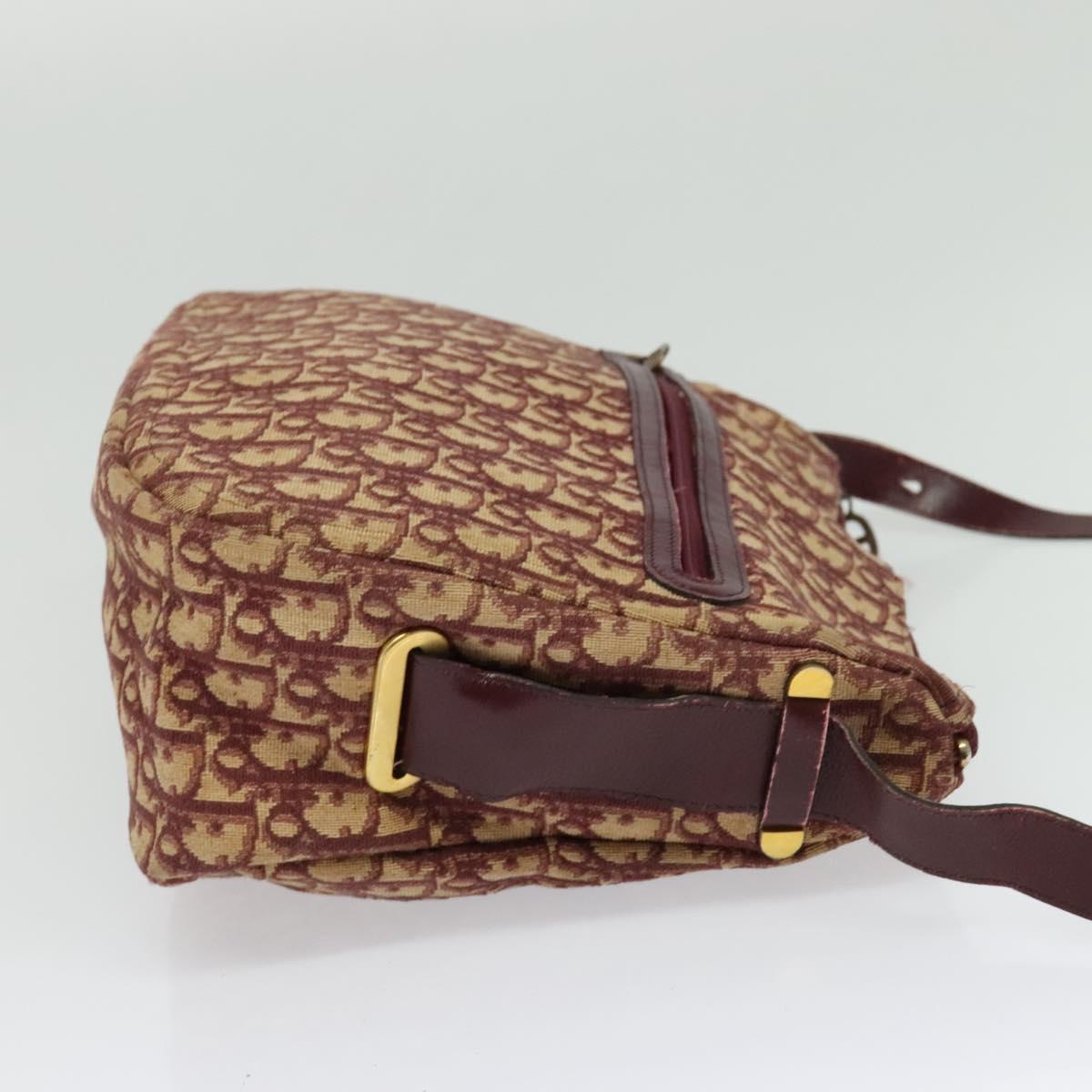 Christian Dior Trotter Canvas Shoulder Bag Red Gold Auth 135614