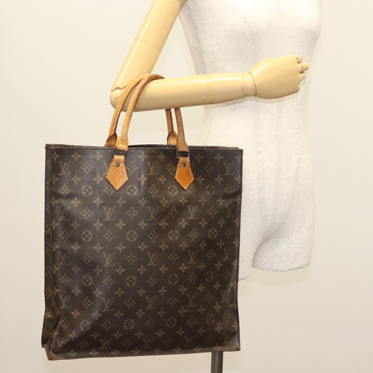 LOUIS VUITTON Monogram Sac Plat Hand Bag M51140 LV Auth 135616