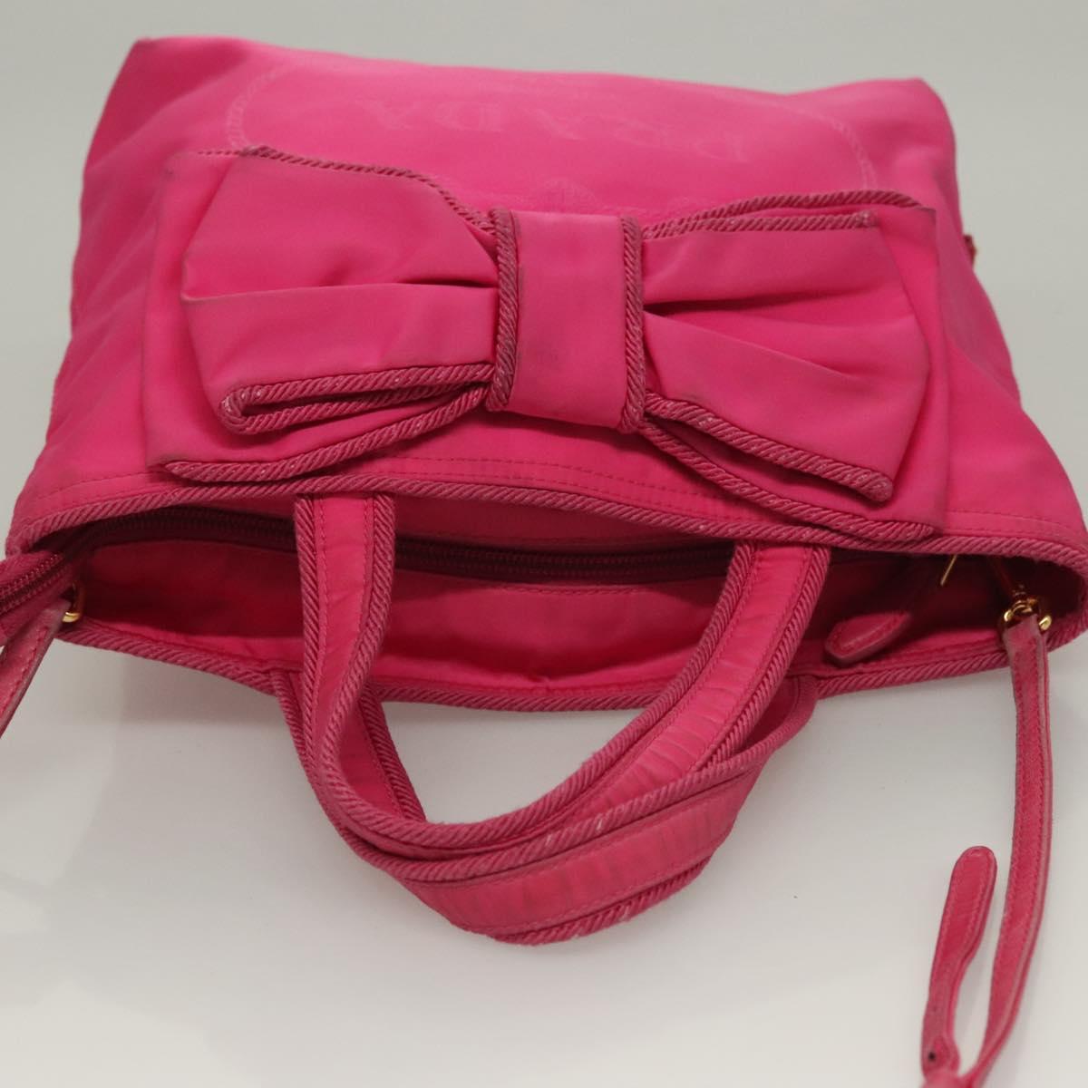 PRADA Hand Bag Nylon 2way Pink Gold Auth 135626