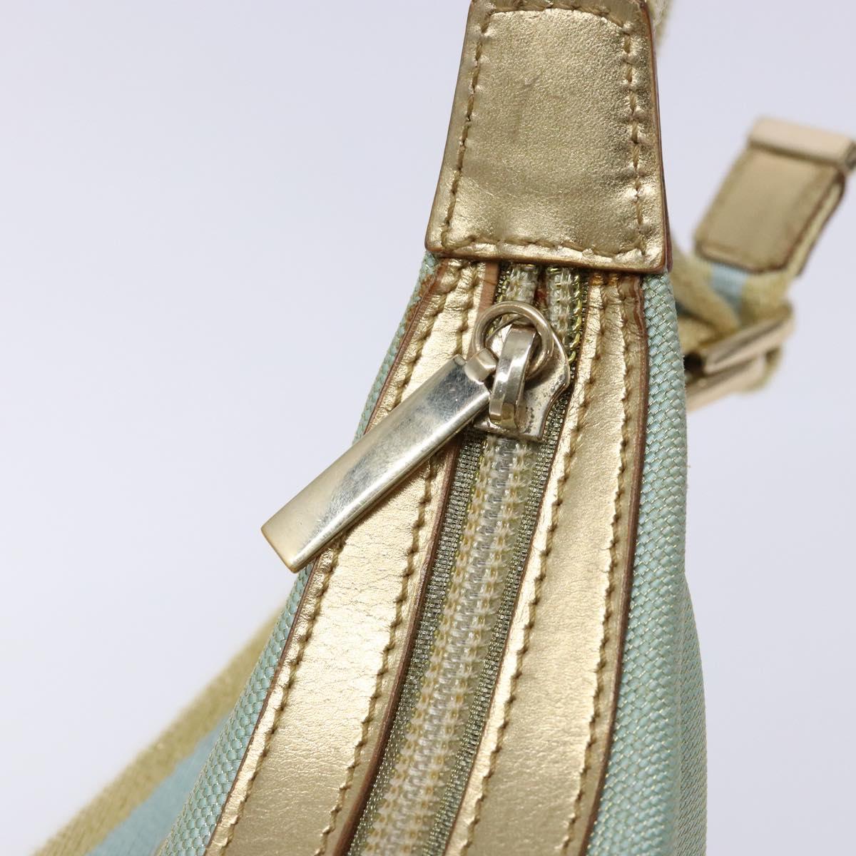 GUCCI Sherry Line Shoulder Bag Canvas Light Blue Gold 005 0814 Auth 135629
