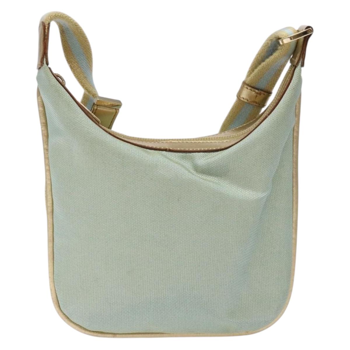 GUCCI Sherry Line Shoulder Bag Canvas Light Blue Gold 005 0814 Auth 135629