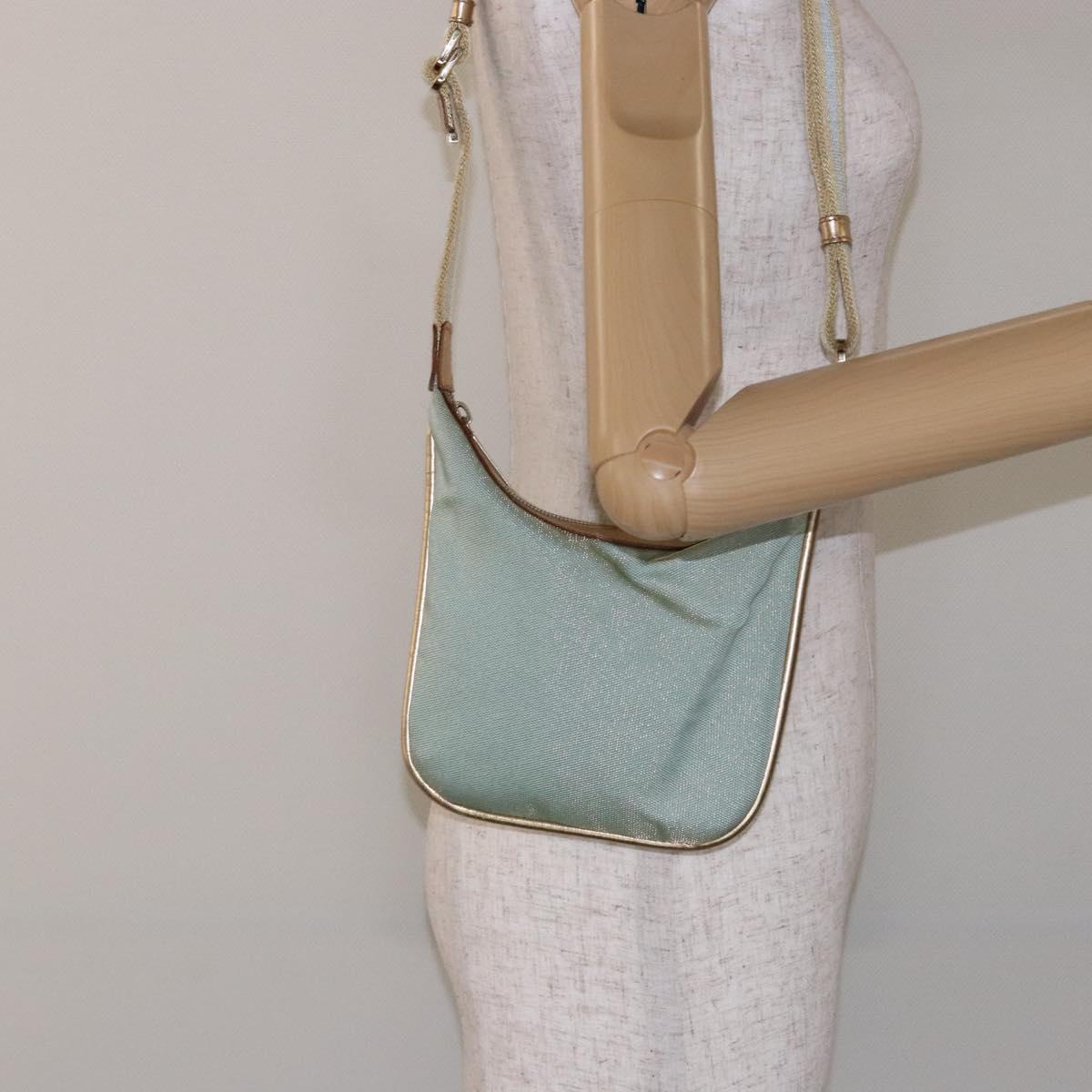 GUCCI Sherry Line Shoulder Bag Canvas Light Blue Gold 005 0814 Auth 135629