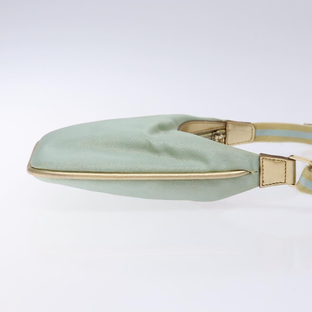 GUCCI Sherry Line Shoulder Bag Canvas Light Blue Gold 005 0814 Auth 135629