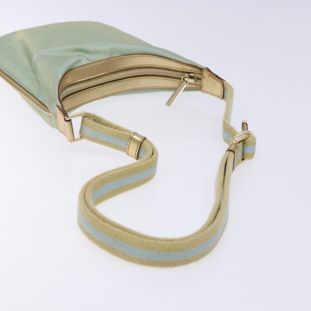 GUCCI Sherry Line Shoulder Bag Canvas Light Blue Gold 005 0814 Auth 135629
