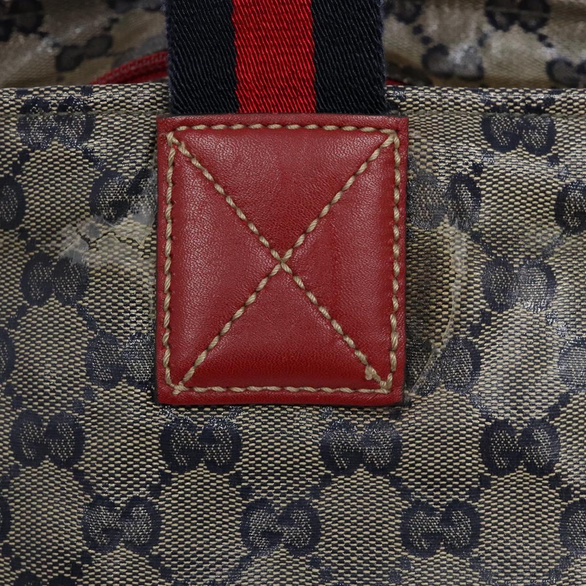 GUCCI GG Crystal Sherry Line Tote Bag Coated Canvas Red Navy 131230 Auth 135630