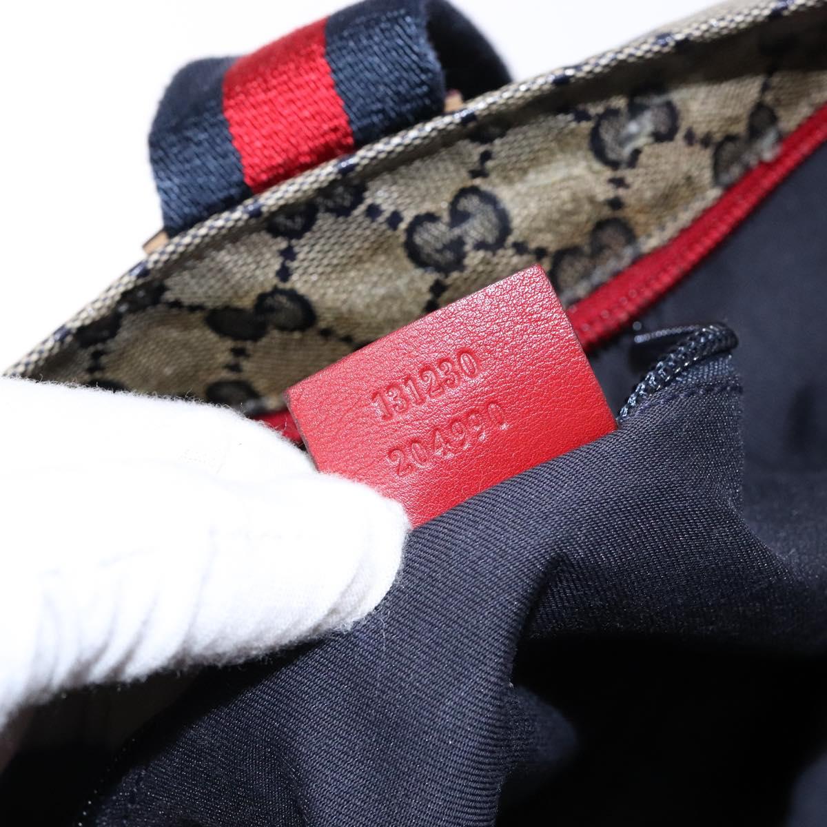 GUCCI GG Crystal Sherry Line Tote Bag Coated Canvas Red Navy 131230 Auth 135630