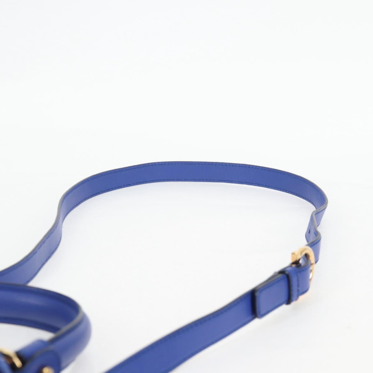 Salvatore Ferragamo Gancini Hand Bag Wicker 2way Blue Gold Auth 135631SAV