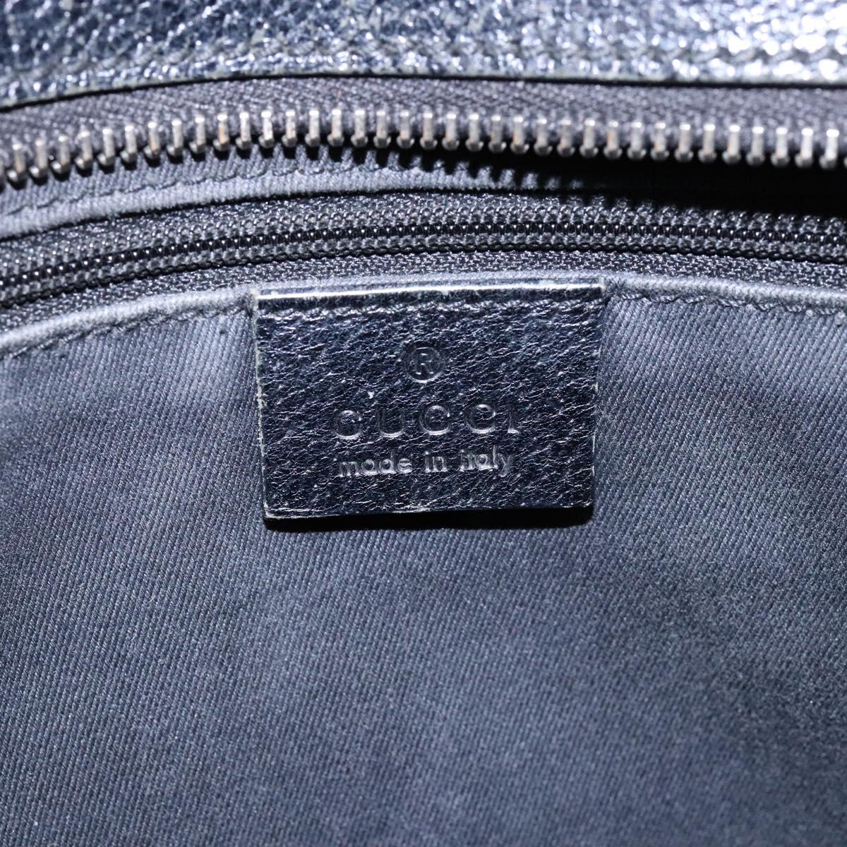 GUCCI GG Canvas Hand Bag Black Silver 113011 Auth 135642