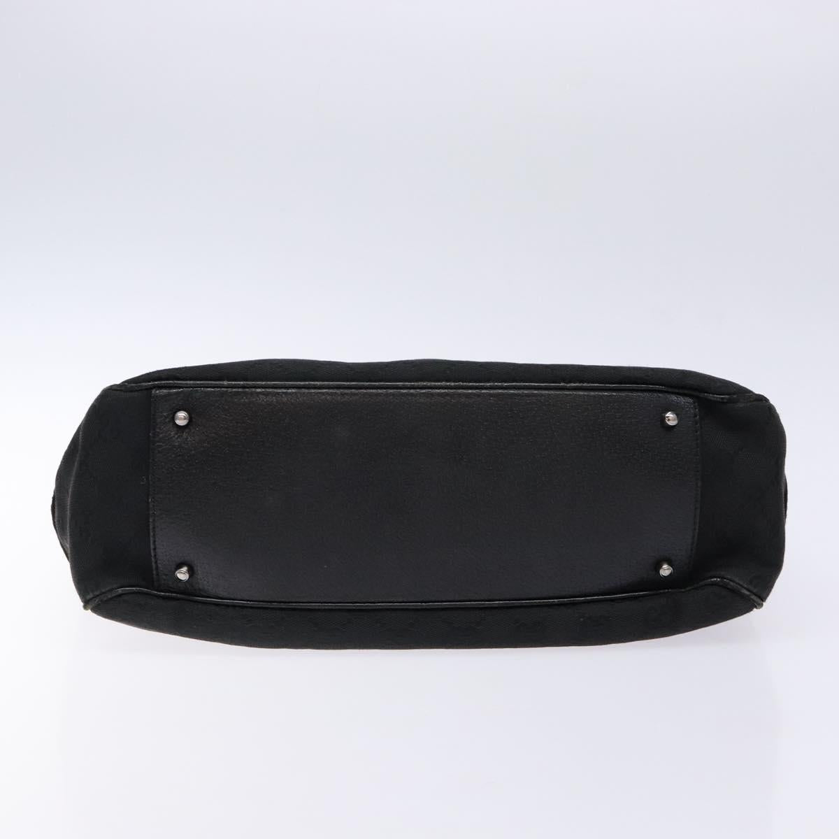 GUCCI GG Canvas Hand Bag Black Silver 113011 Auth 135642
