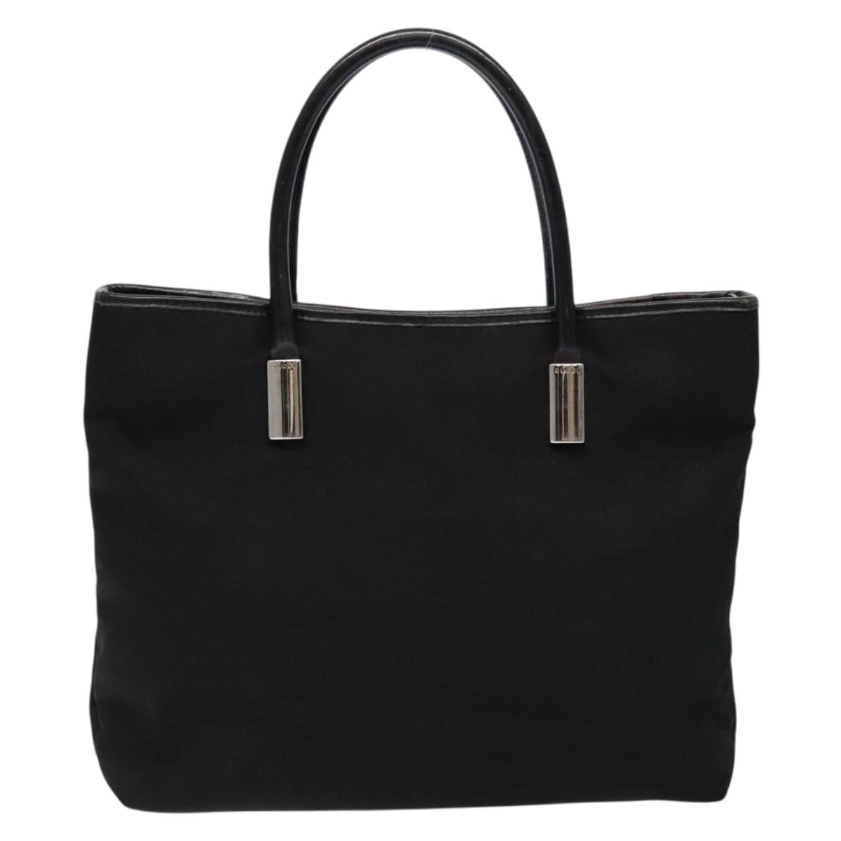 GUCCI Tote Bag Nylon Black Silver 002 2123 0457 Auth 135644