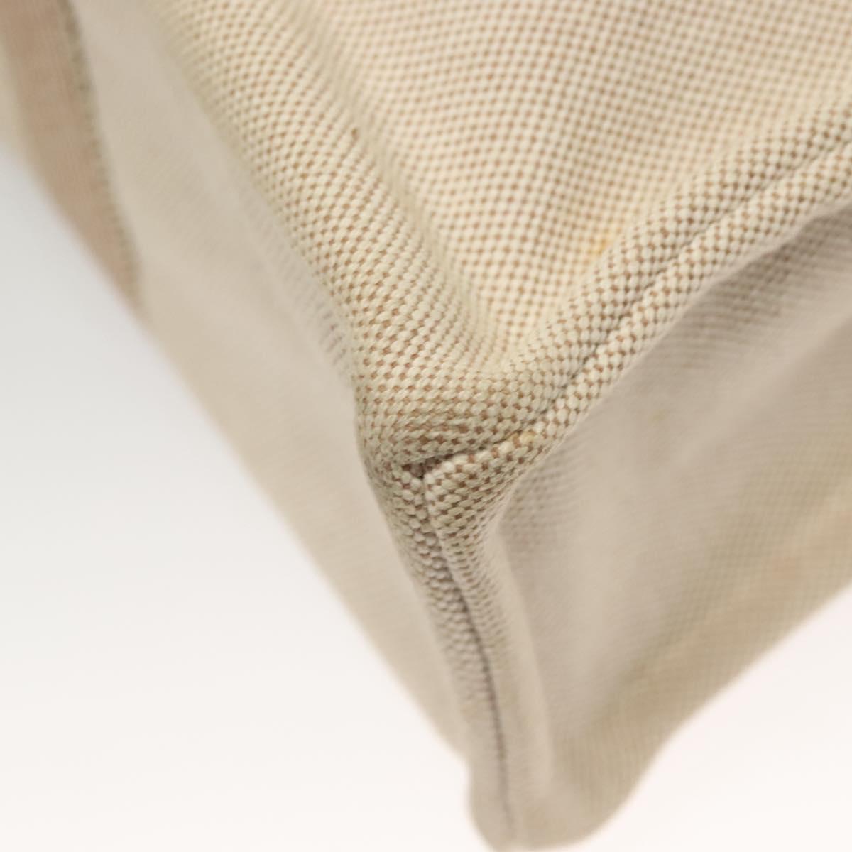 HERMES New Fourre ToutMM Hand Bag Canvas Beige Silver Auth 135646