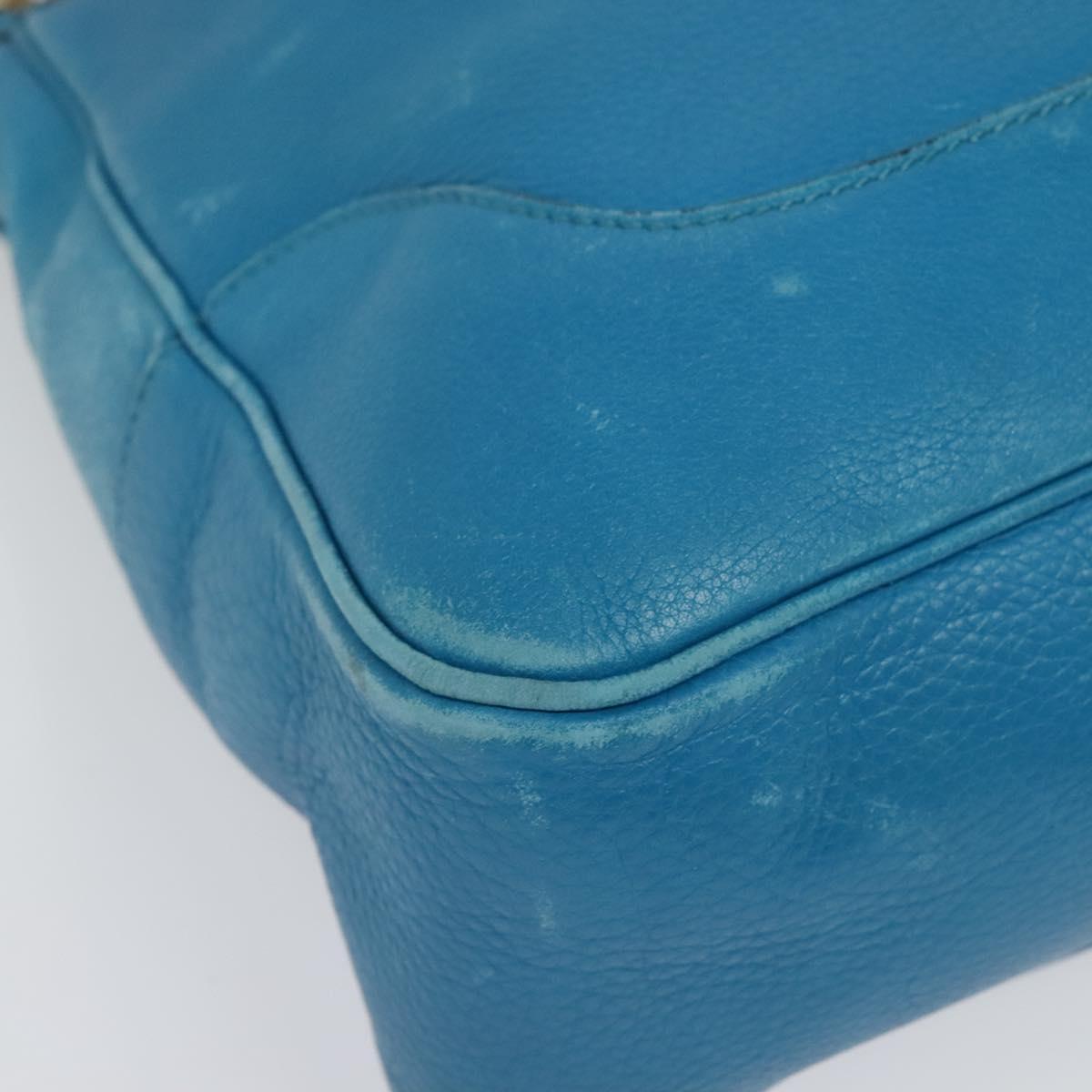 GUCCI Bamboo Hand Bag Leather 2way Blue Gold 282315 Auth 135658