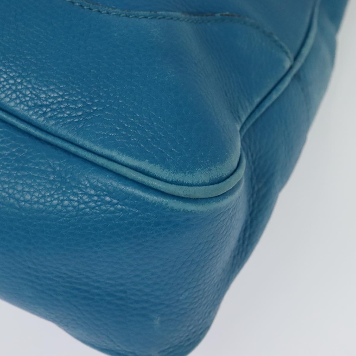 GUCCI Bamboo Hand Bag Leather 2way Blue Gold 282315 Auth 135658