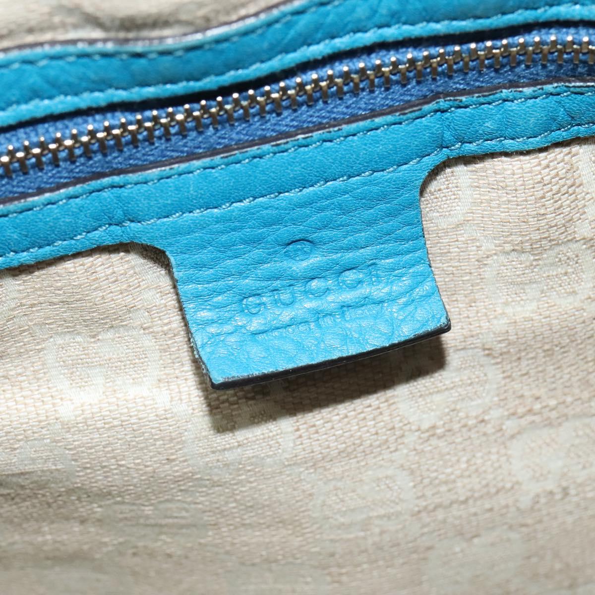 GUCCI Bamboo Hand Bag Leather 2way Blue Gold 282315 Auth 135658
