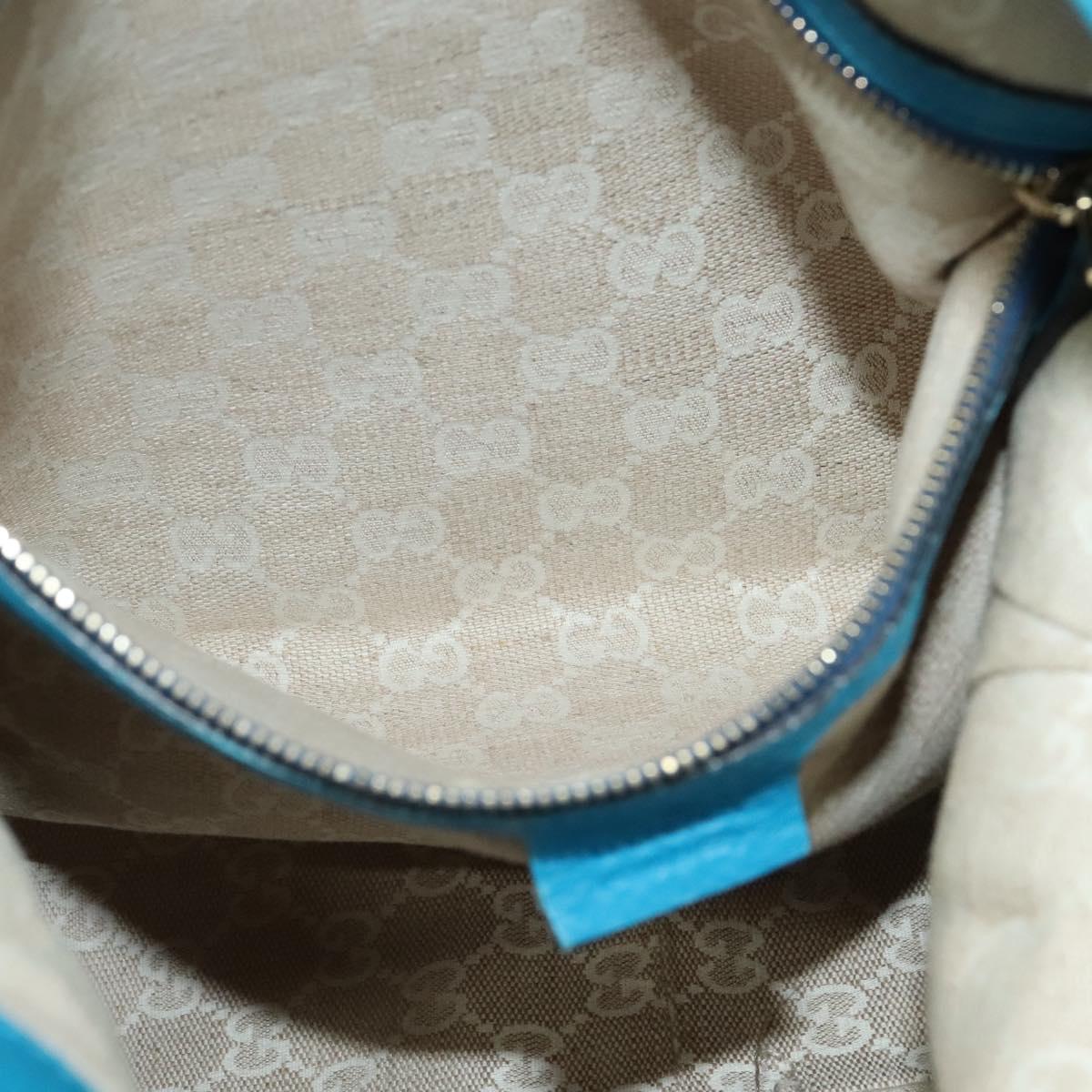 GUCCI Bamboo Hand Bag Leather 2way Blue Gold 282315 Auth 135658