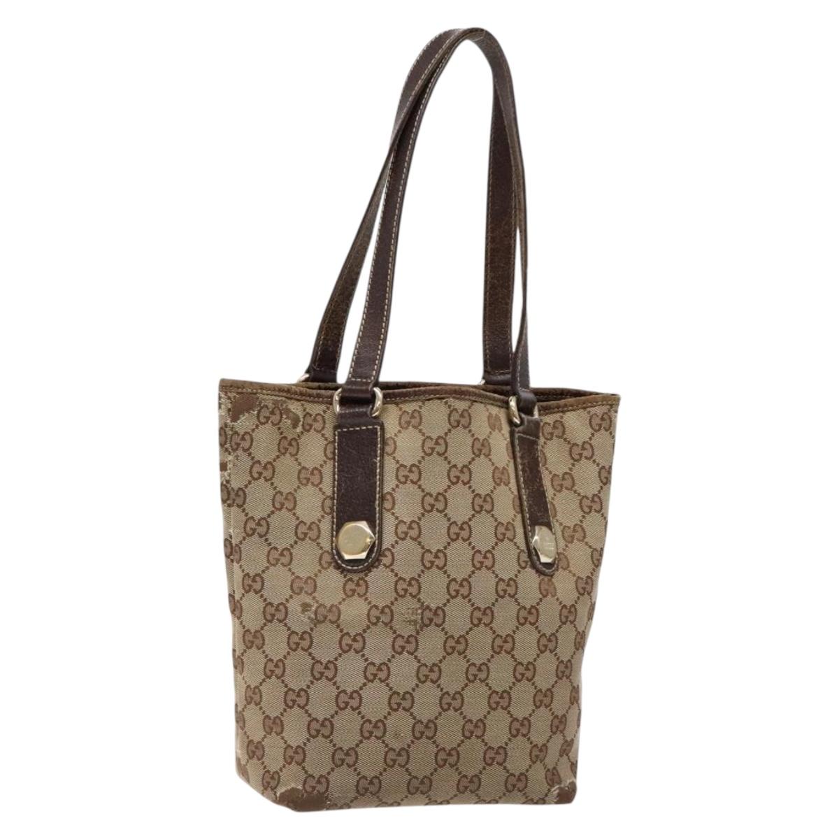GUCCI GG Canvas Tote Bag Beige Gold 153361 Auth 135662