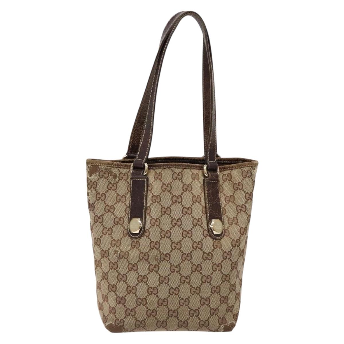 GUCCI GG Canvas Tote Bag Beige Gold 153361 Auth 135662