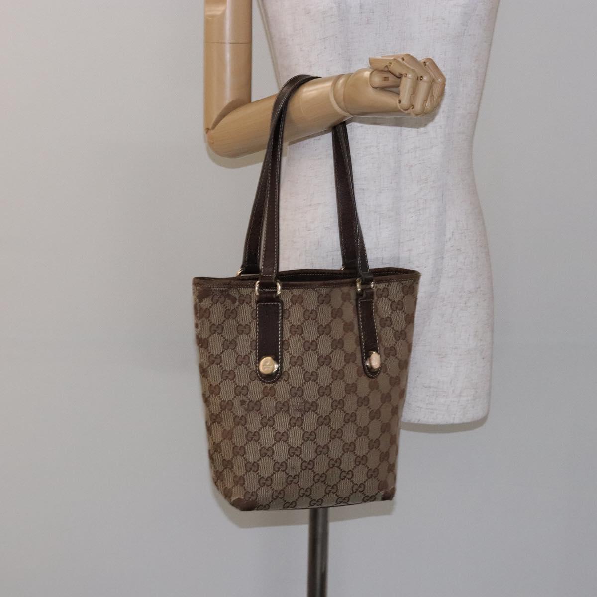 GUCCI GG Canvas Tote Bag Beige Gold 153361 Auth 135662
