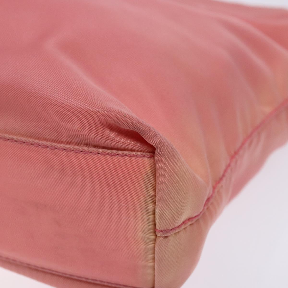 PRADA Tote Bag Nylon Pink Gold Auth 135667