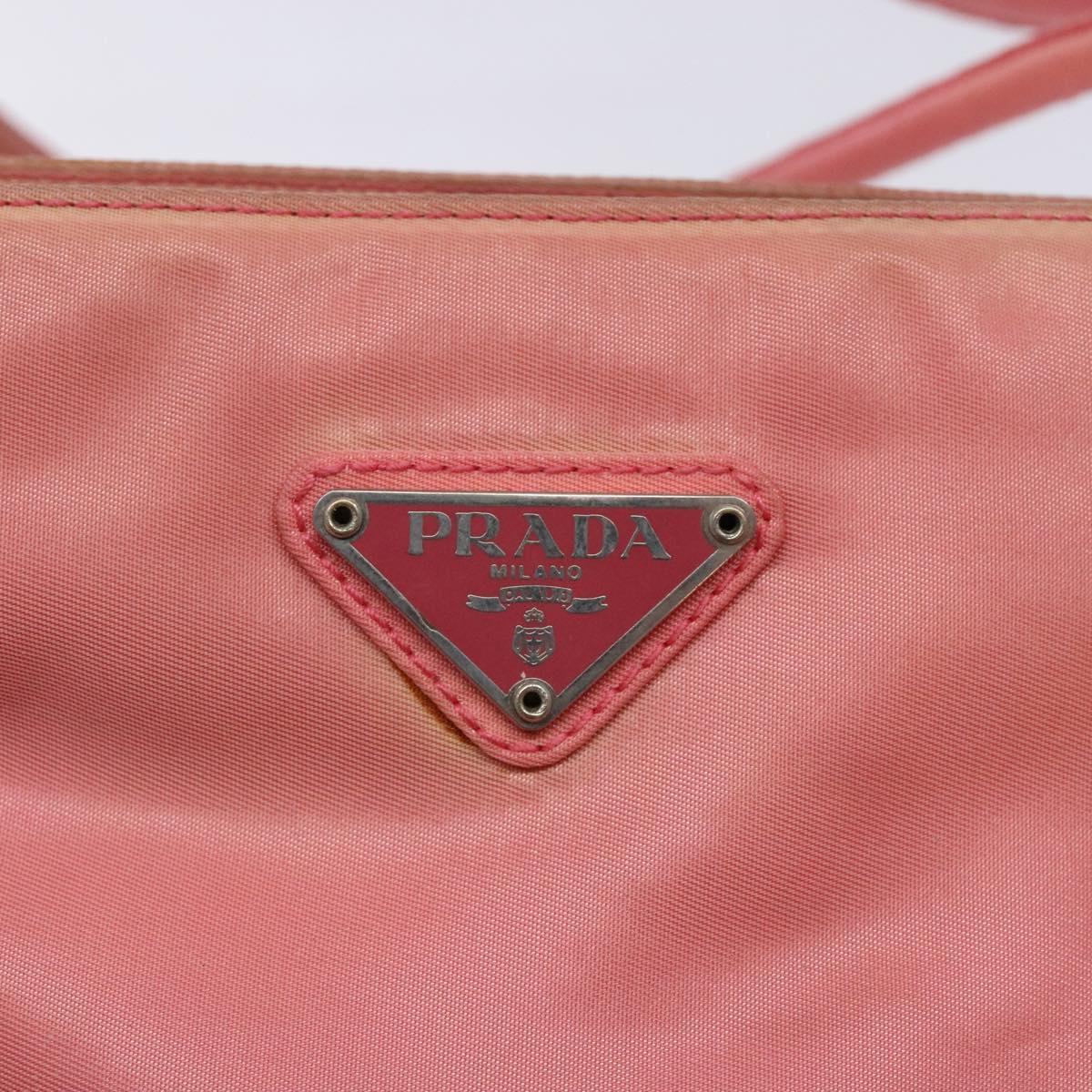 PRADA Tote Bag Nylon Pink Gold Auth 135667