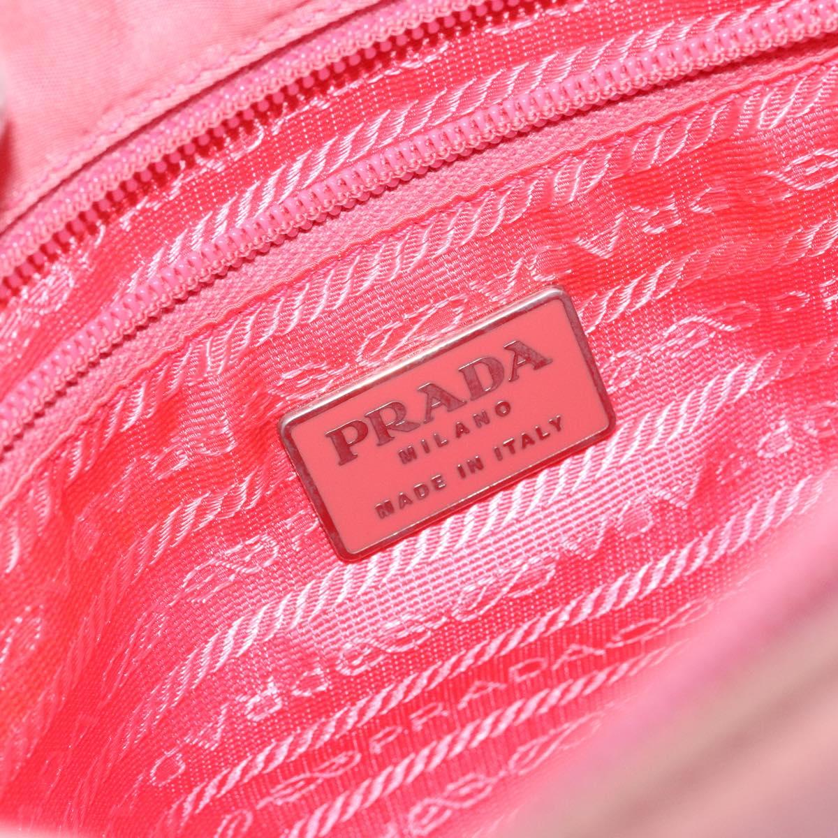 PRADA Tote Bag Nylon Pink Gold Auth 135667