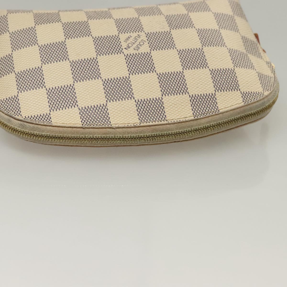 LOUIS VUITTON Damier Azur Pochette Cosmetic PM Pouch N60024 LV Auth 135678
