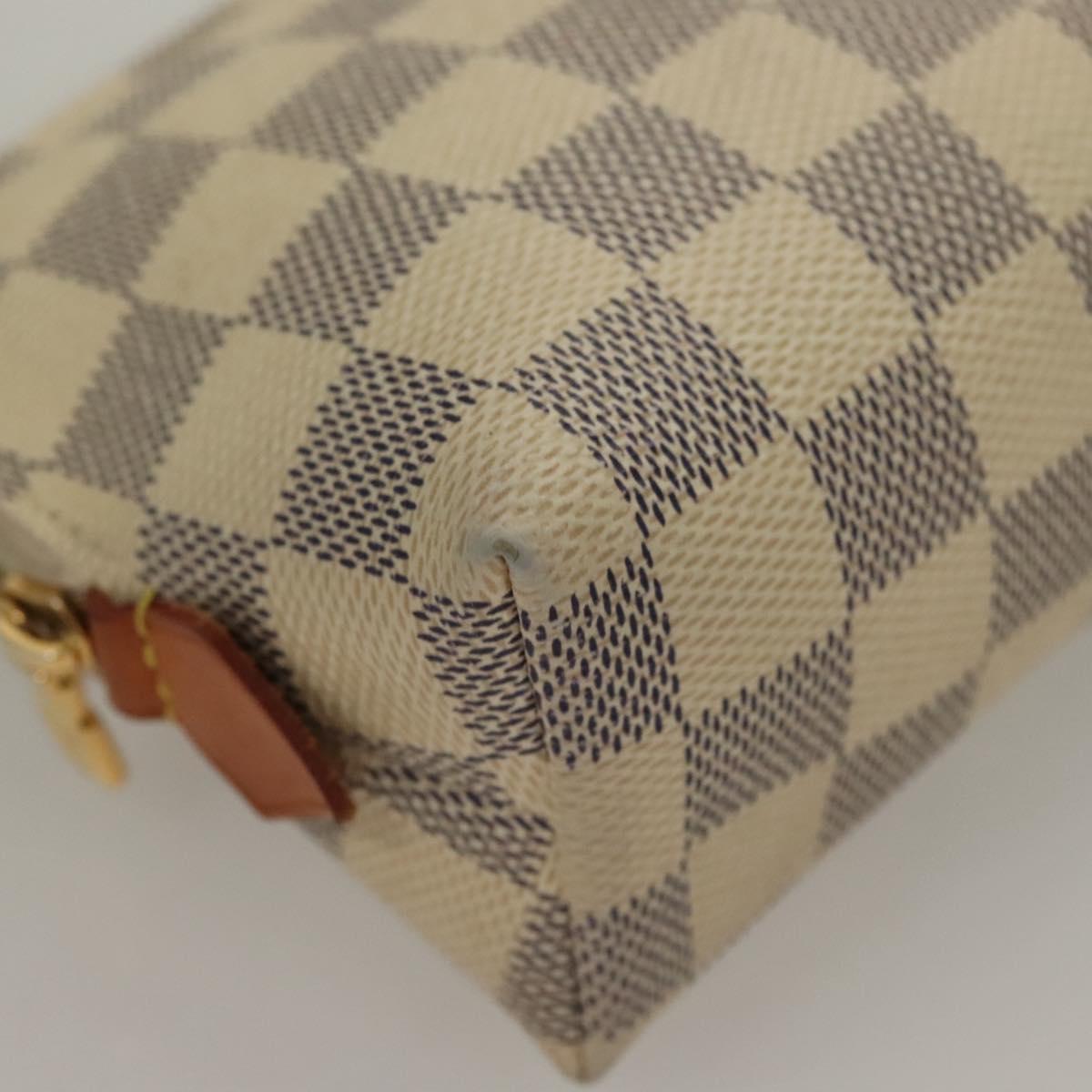 LOUIS VUITTON Damier Azur Pochette Cosmetic PM Pouch N60024 LV Auth 135678