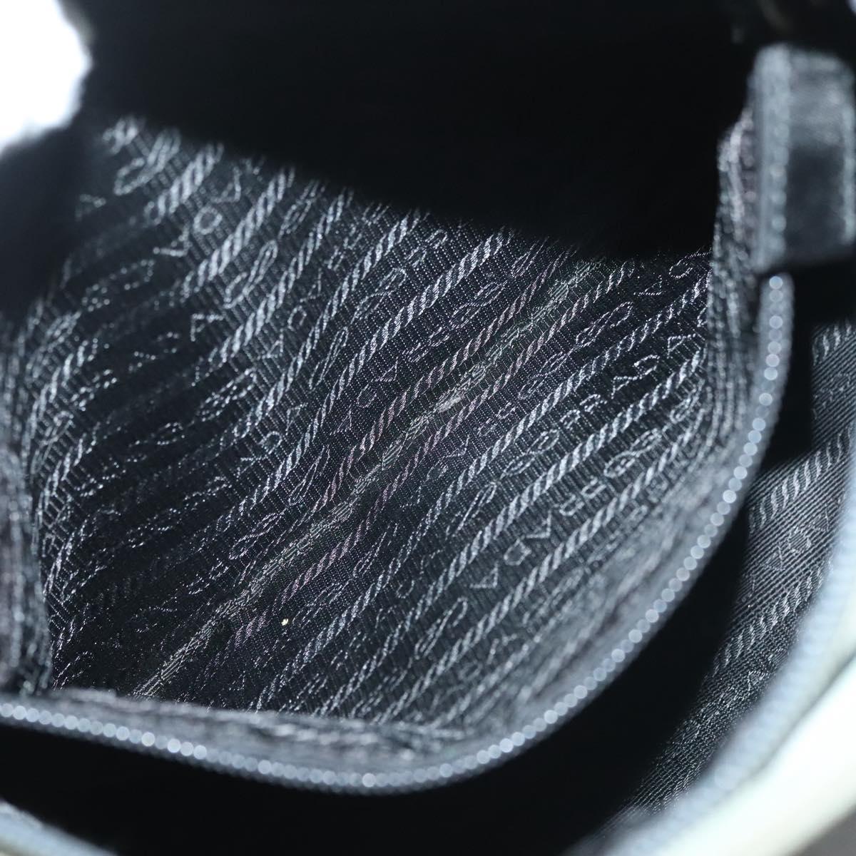 PRADA Hand Bag Nylon Khaki Silver Auth 135704