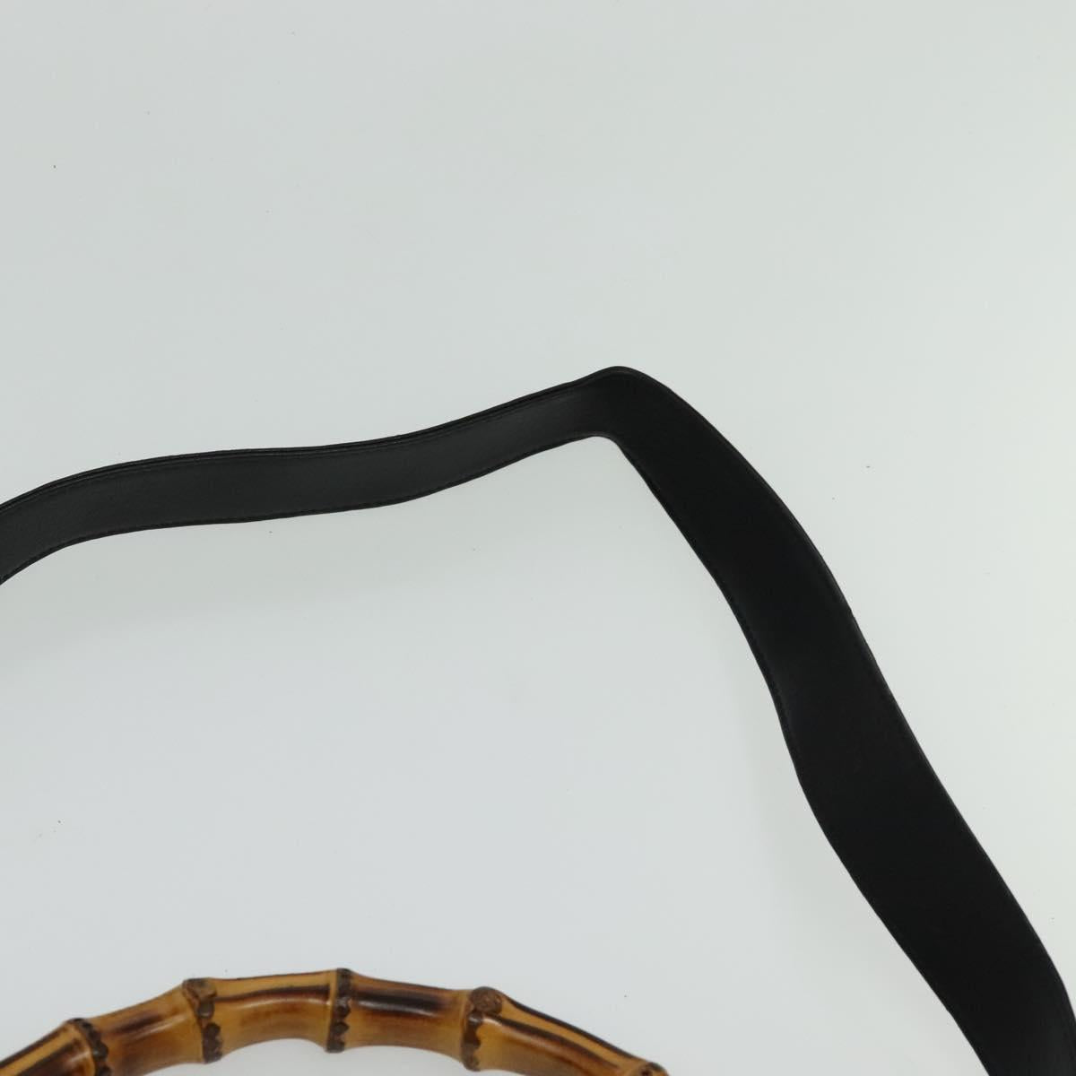 GUCCI Bamboo Hand Bag Leather 2way Black Gold 001 2123 1577 Auth 135785