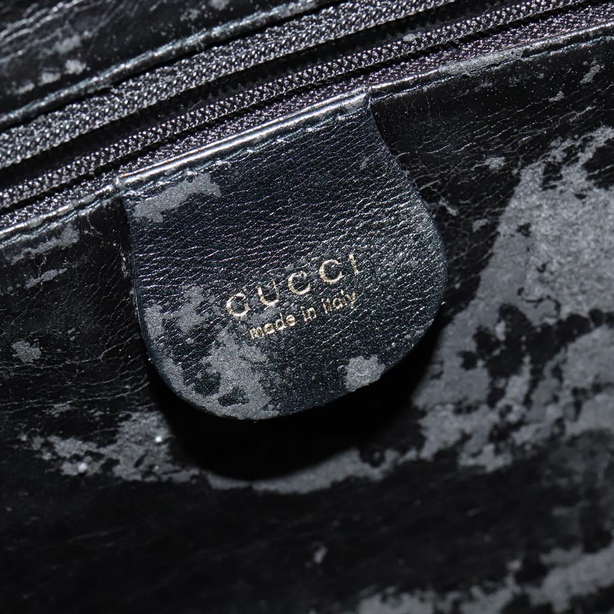 GUCCI Bamboo Hand Bag Leather 2way Black Gold 001 2123 1577 Auth 135785