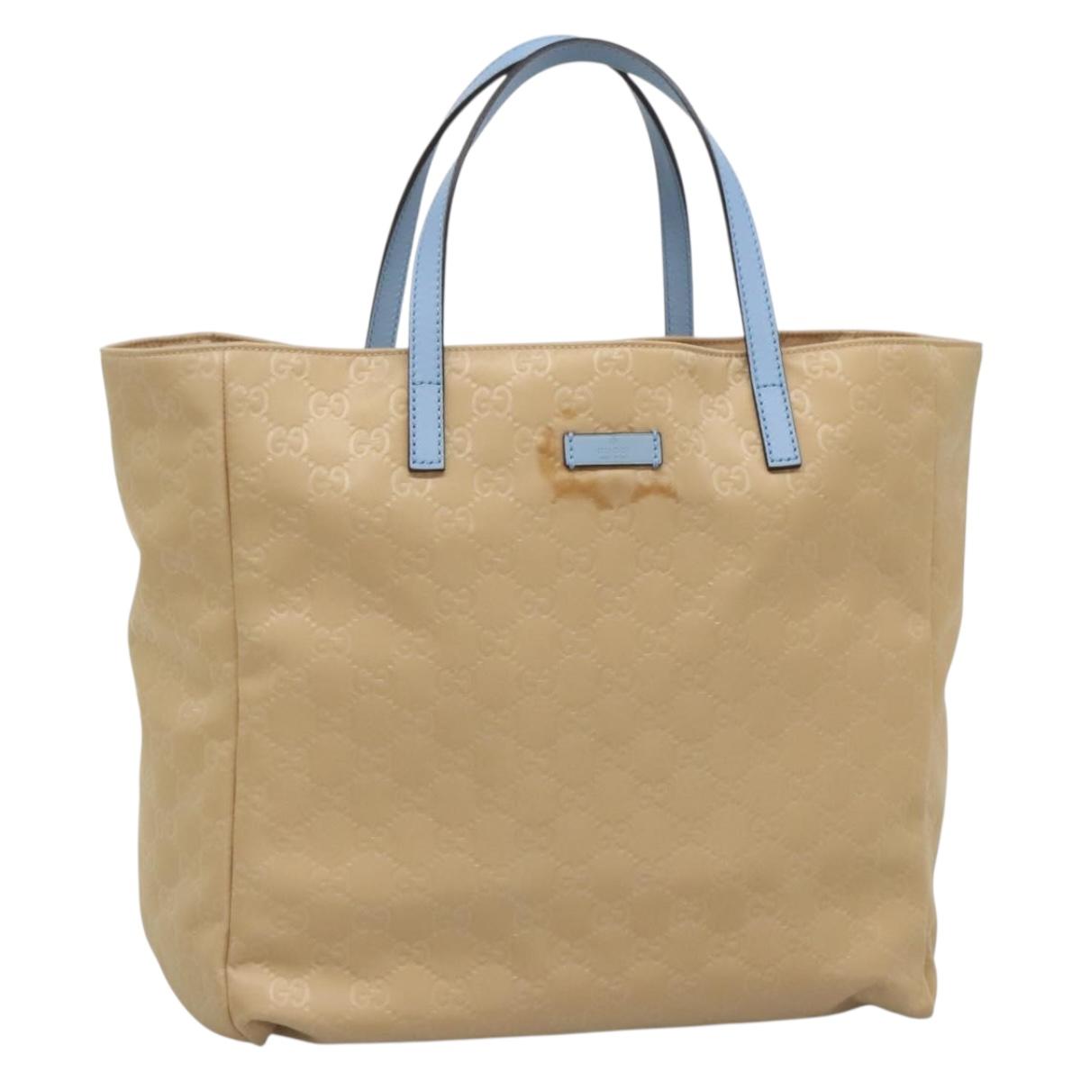 GUCCI GG Canvas Tote Bag Nylon Beige 282439 Auth 135786