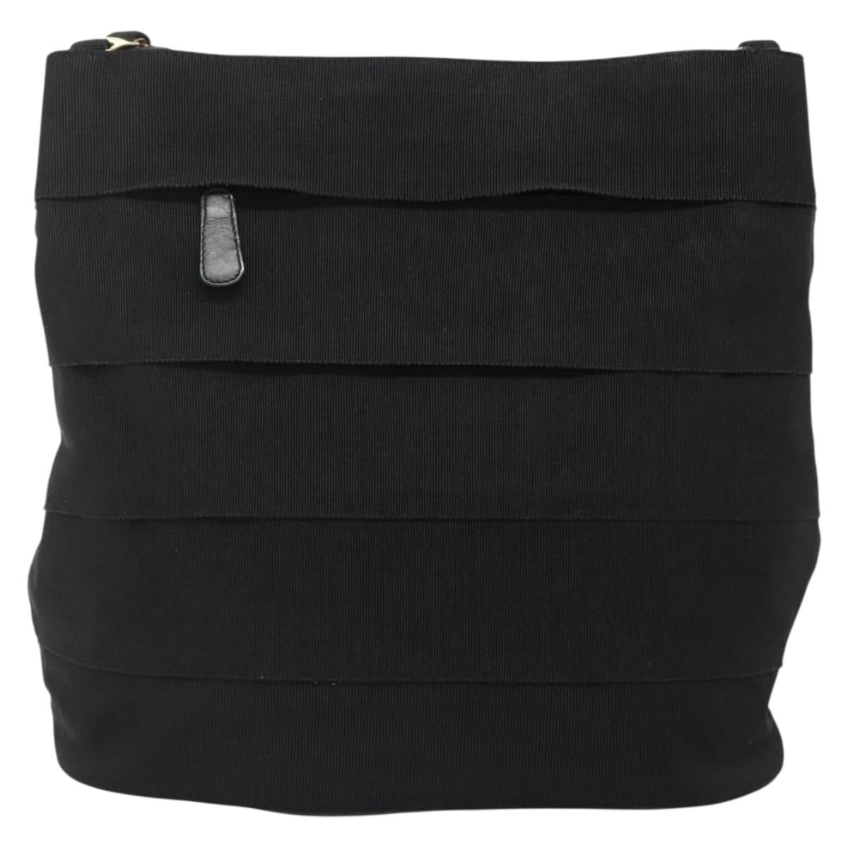 Salvatore Ferragamo Vala Shoulder Bag Canvas Black Gold Auth 135798