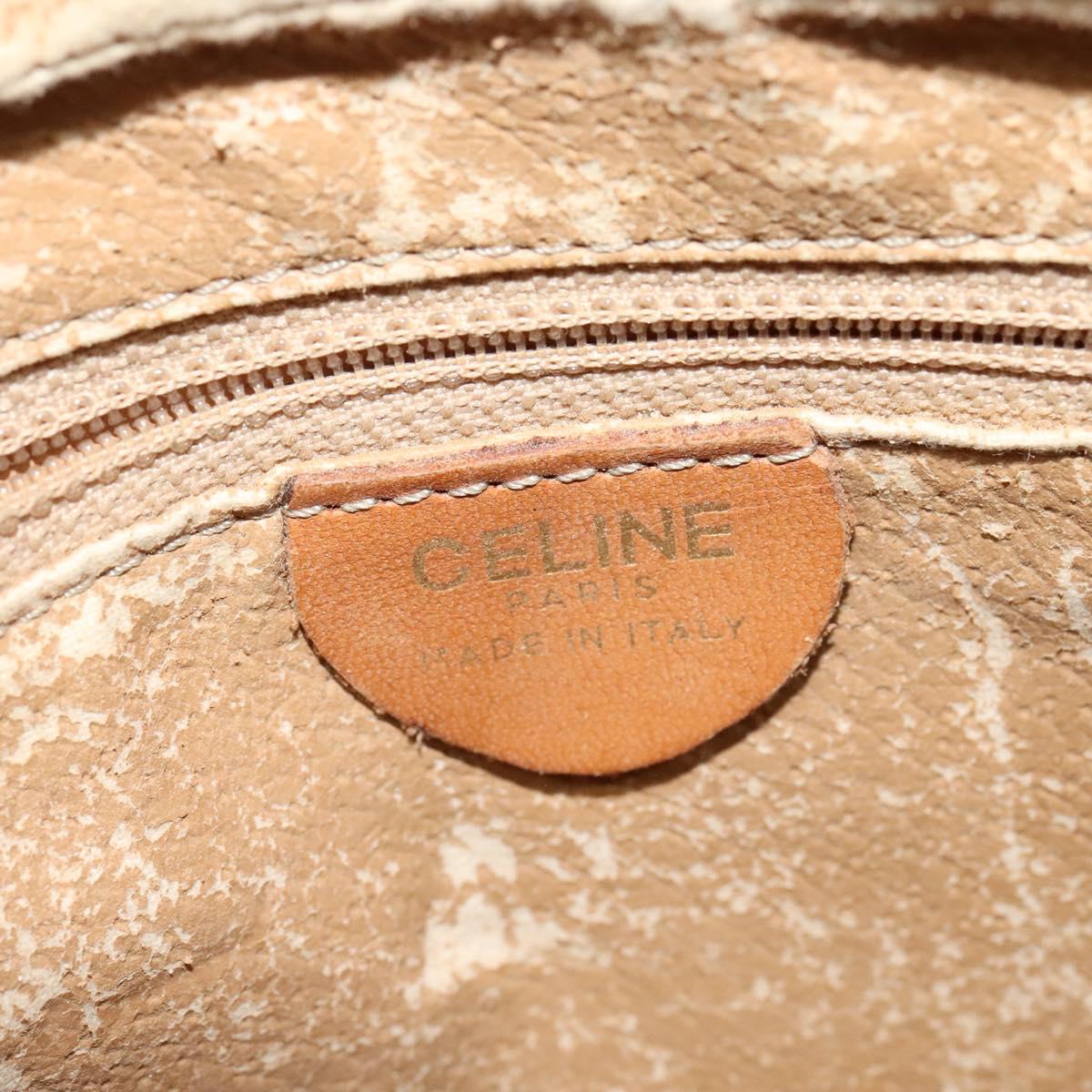 CELINE Macadam Canvas Shoulder Bag PVC Leather Brown Gold Auth 135803