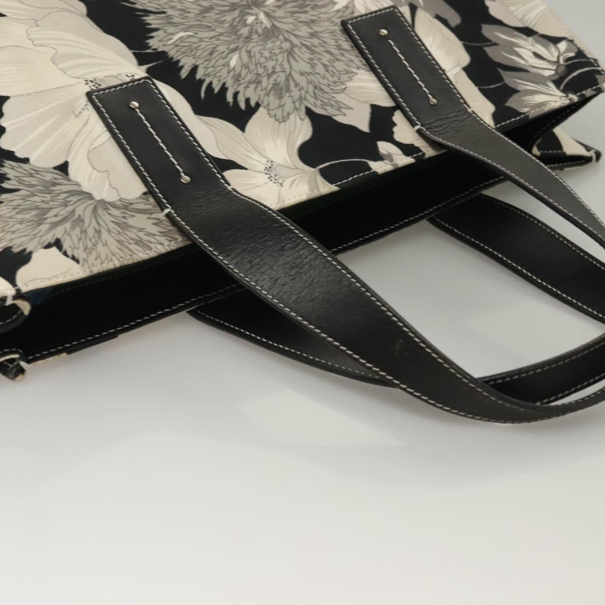 BURBERRY Tote Bag Canvas Black Silver Auth 135811