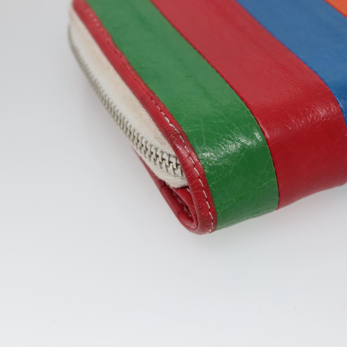 BALENCIAGA Bifold Wallet Leather Red Silver Auth 135817