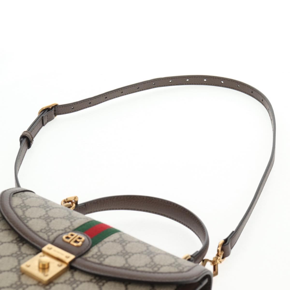 GUCCI Balenciaga Collaboration Web Sherry Line Bag PVC Beige 680119 Auth135820SM