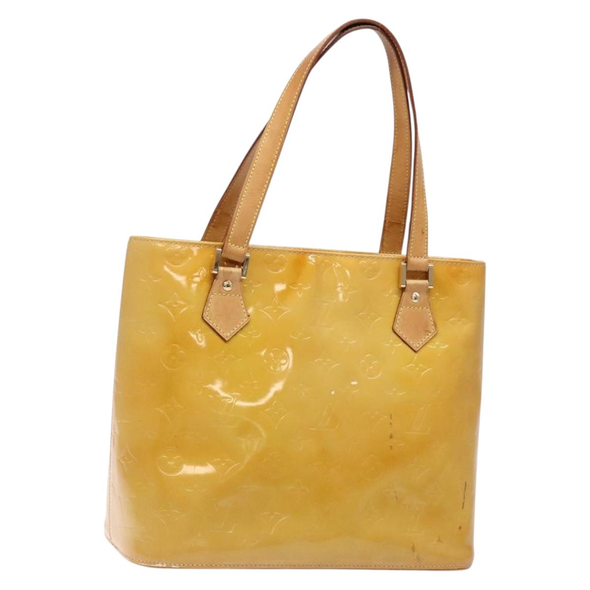 LOUIS VUITTON Monogram Vernis Houston Hand Bag Beige M91004 LV Auth 135882