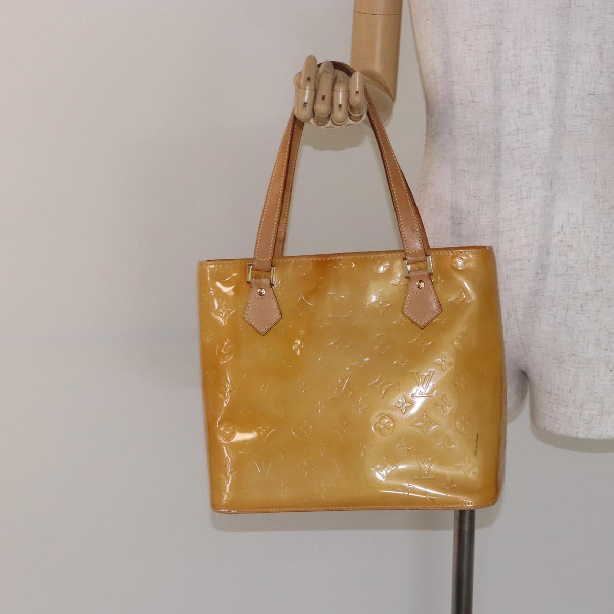 LOUIS VUITTON Monogram Vernis Houston Hand Bag Beige M91004 LV Auth 135882