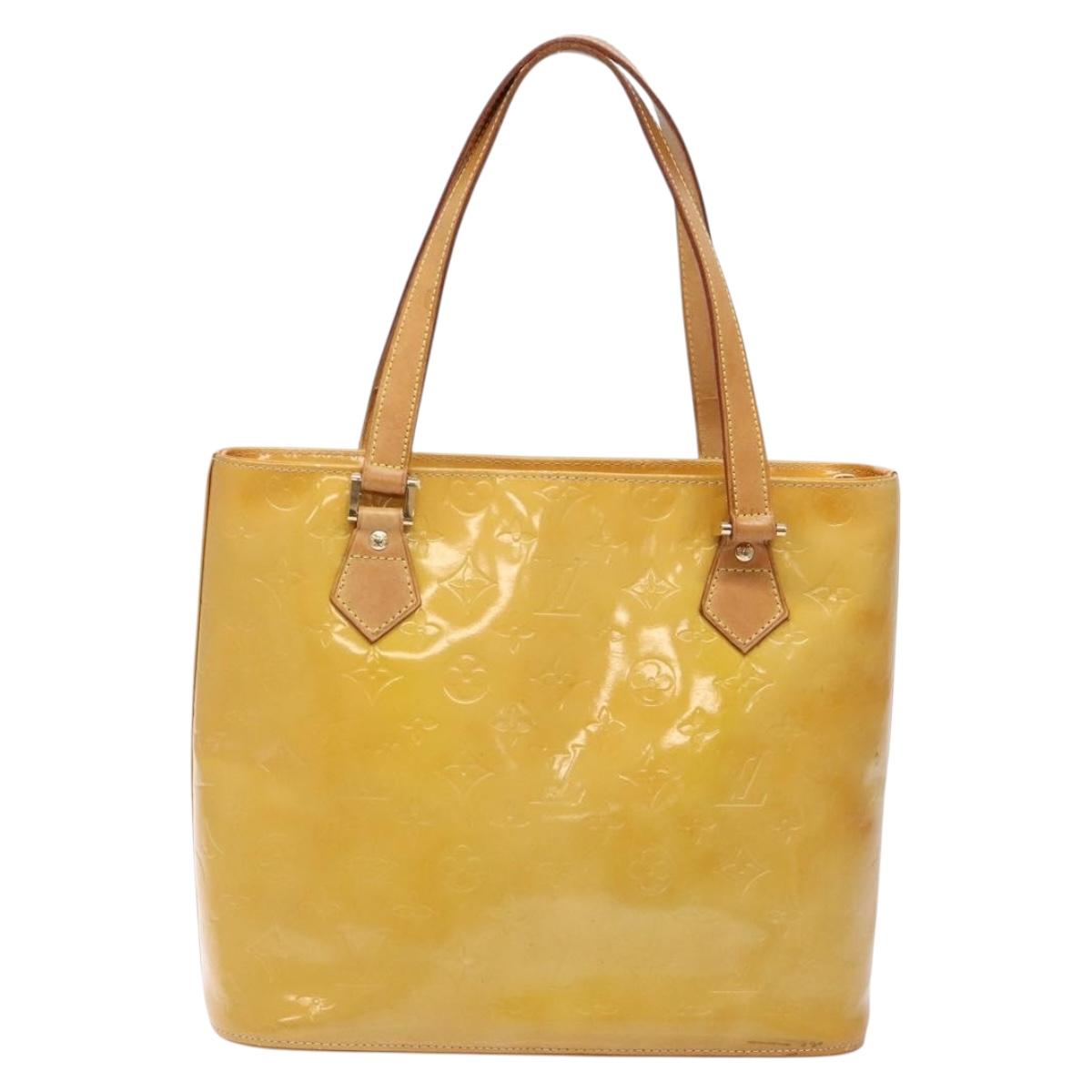 LOUIS VUITTON Monogram Vernis Houston Hand Bag Beige M91004 LV Auth 135882