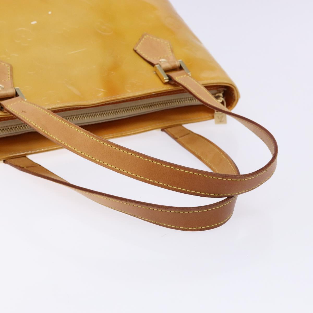 LOUIS VUITTON Monogram Vernis Houston Hand Bag Beige M91004 LV Auth 135882
