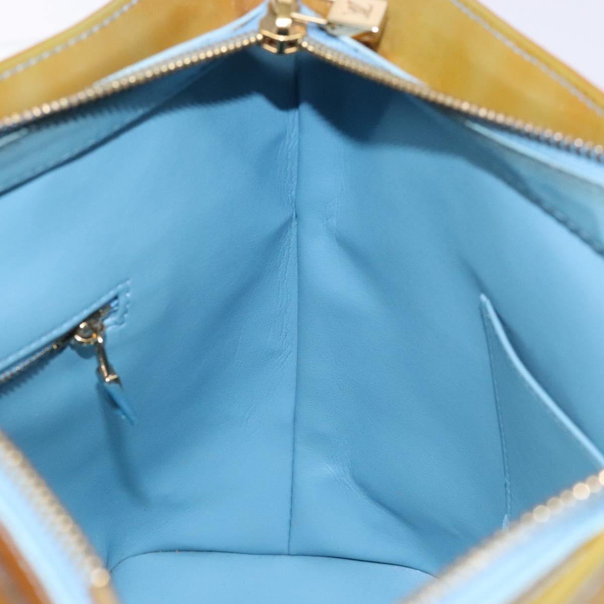 LOUIS VUITTON Monogram Vernis Houston Hand Bag Baby Blue M91005 LV Auth 135883