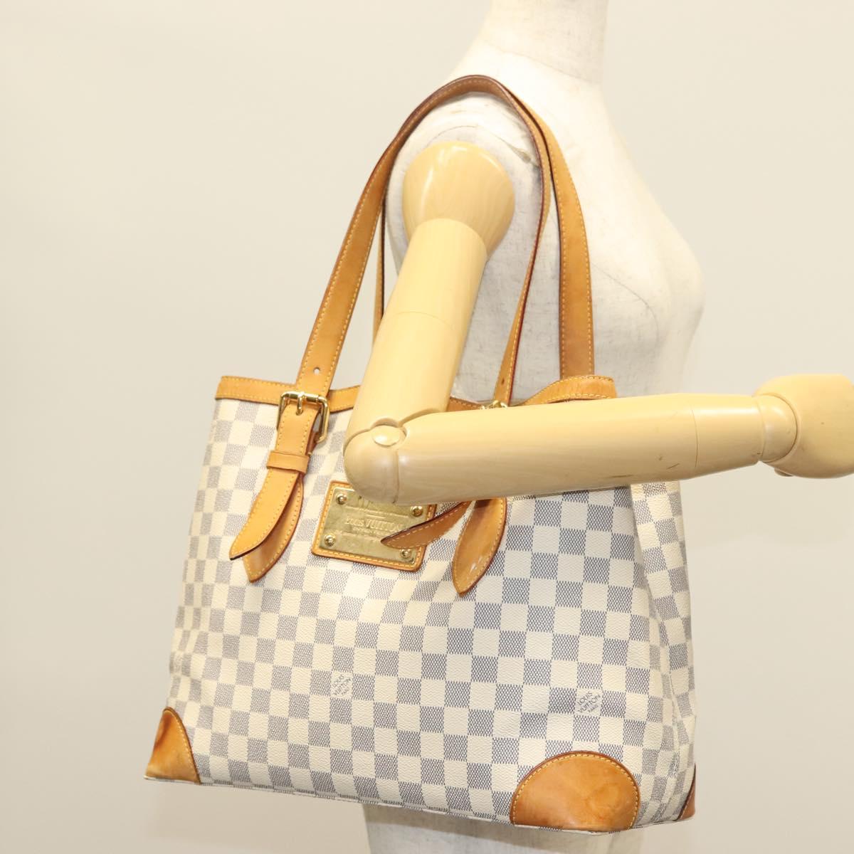 LOUIS VUITTON Damier Azur Hampstead MM Tote Bag N51206 LV Auth 135893
