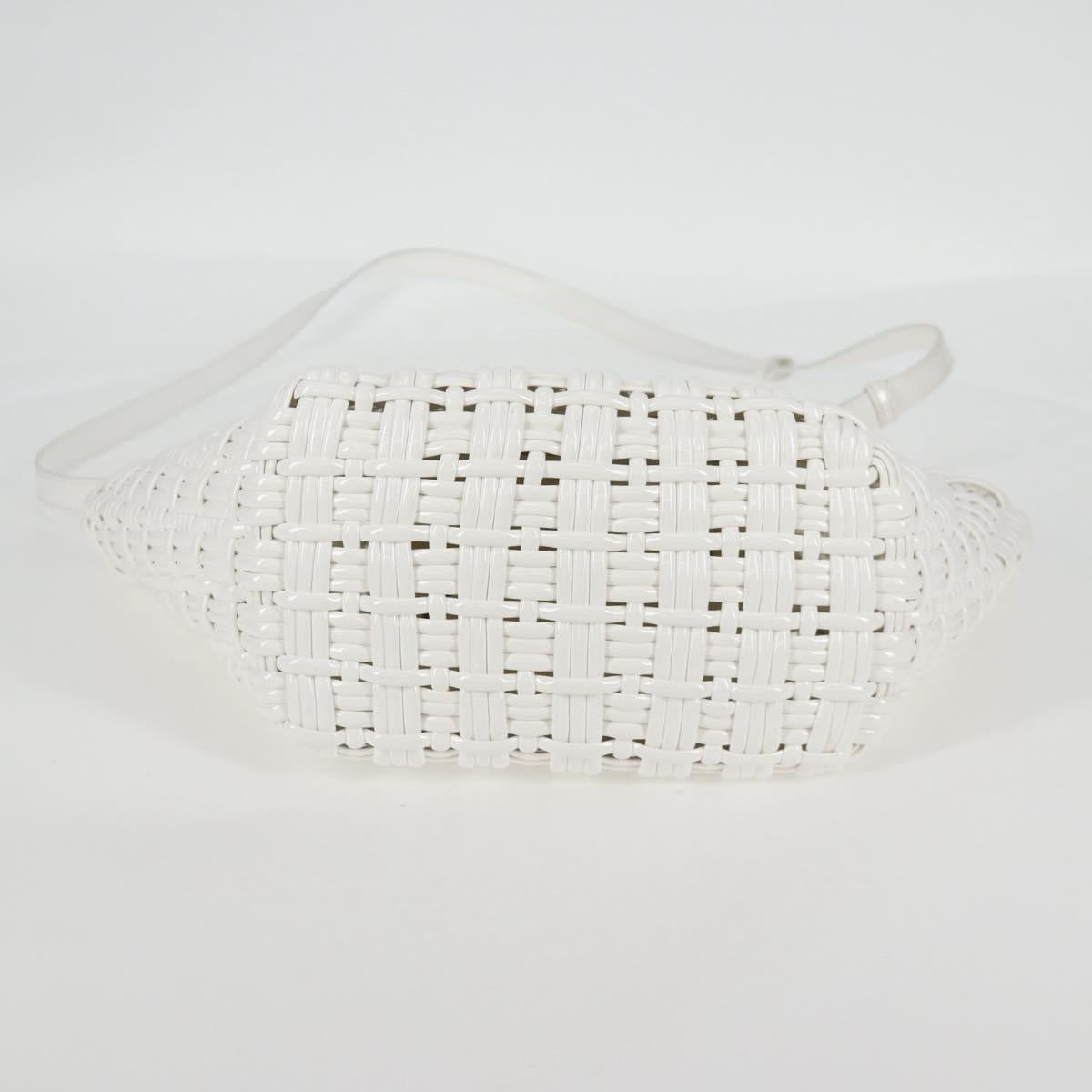 BALENCIAGA Bistro XS Hand Bag Enamel 2way White Silver 671342 Auth 135923M