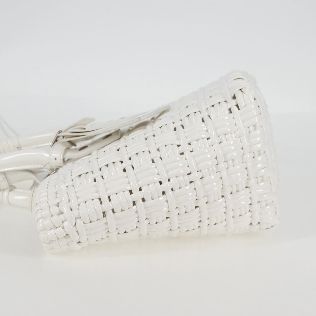 BALENCIAGA Bistro XS Hand Bag Enamel 2way White Silver 671342 Auth 135923M