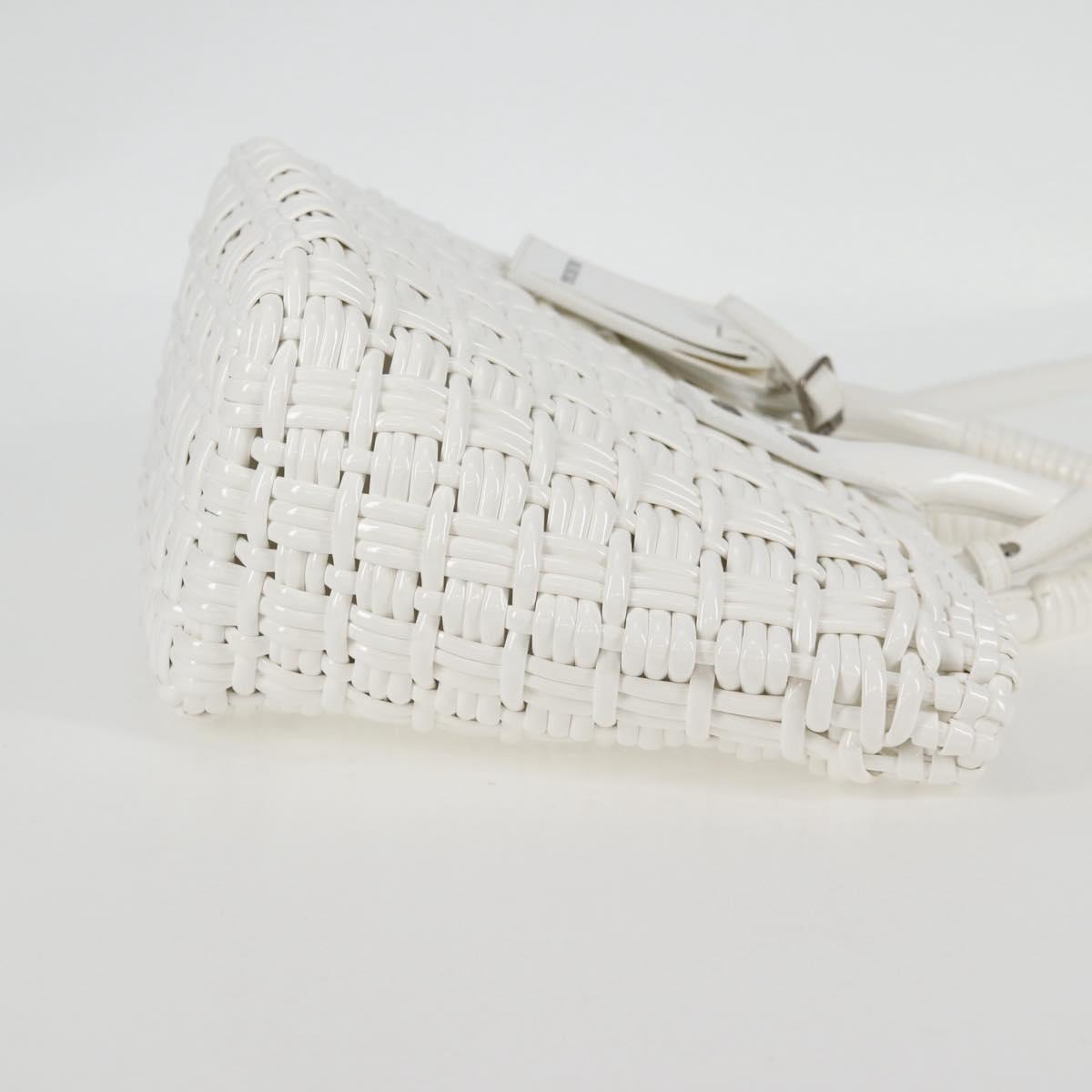 BALENCIAGA Bistro XS Hand Bag Enamel 2way White Silver 671342 Auth 135923M