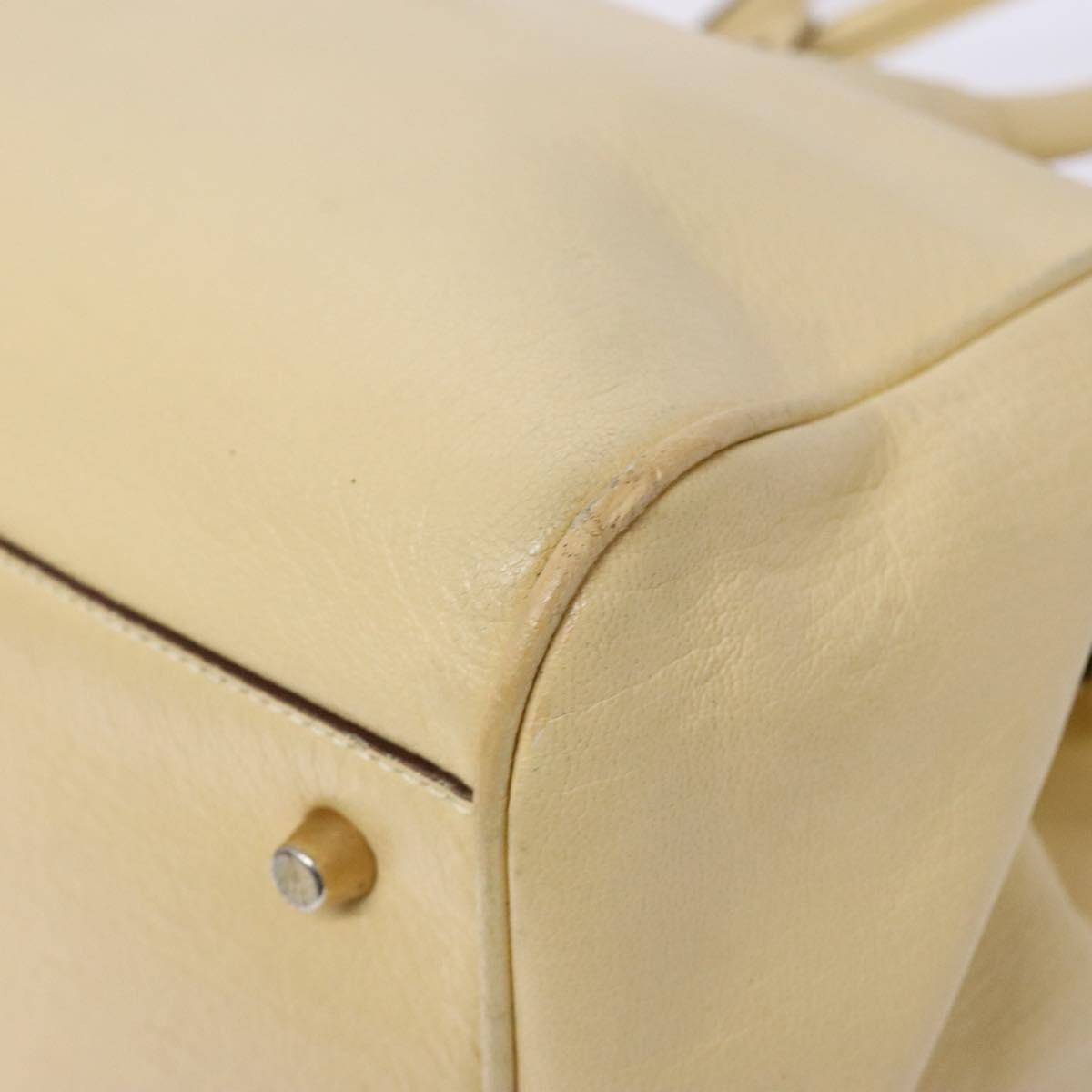 PRADA Gamaguchi Hand Bag Leather Beige Gold Auth 135924