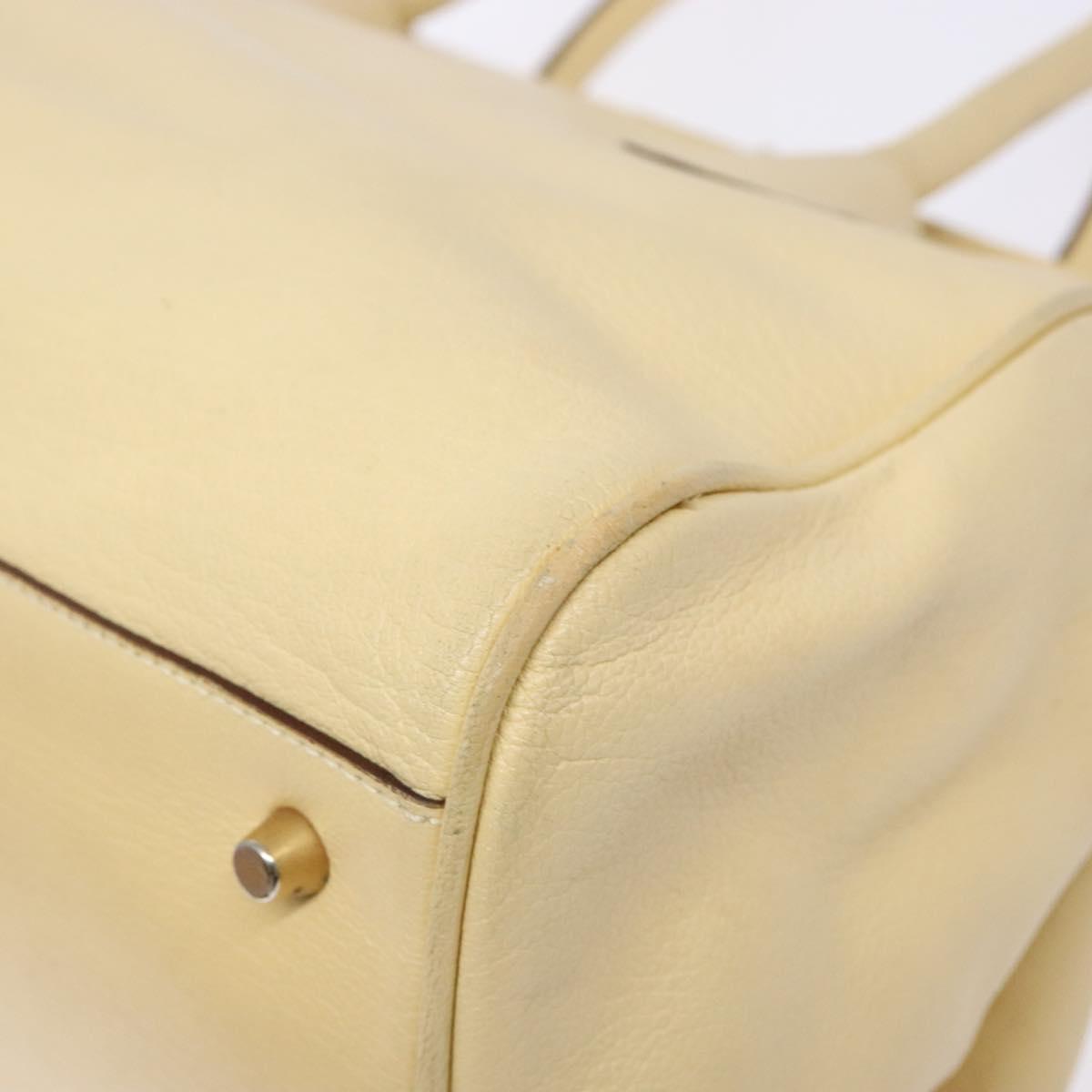 PRADA Gamaguchi Hand Bag Leather Beige Gold Auth 135924